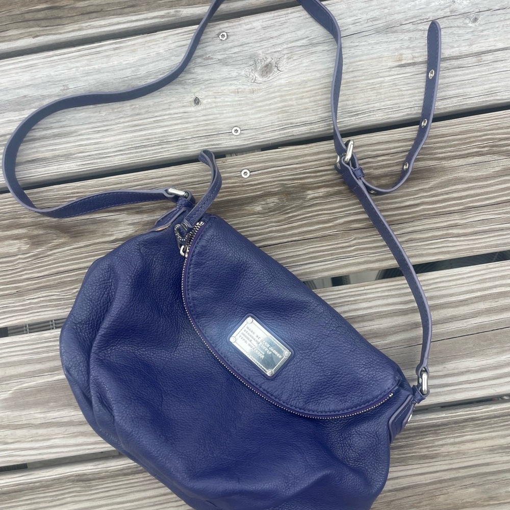 Elegant Purple/Blue Leather Crossbody Bag